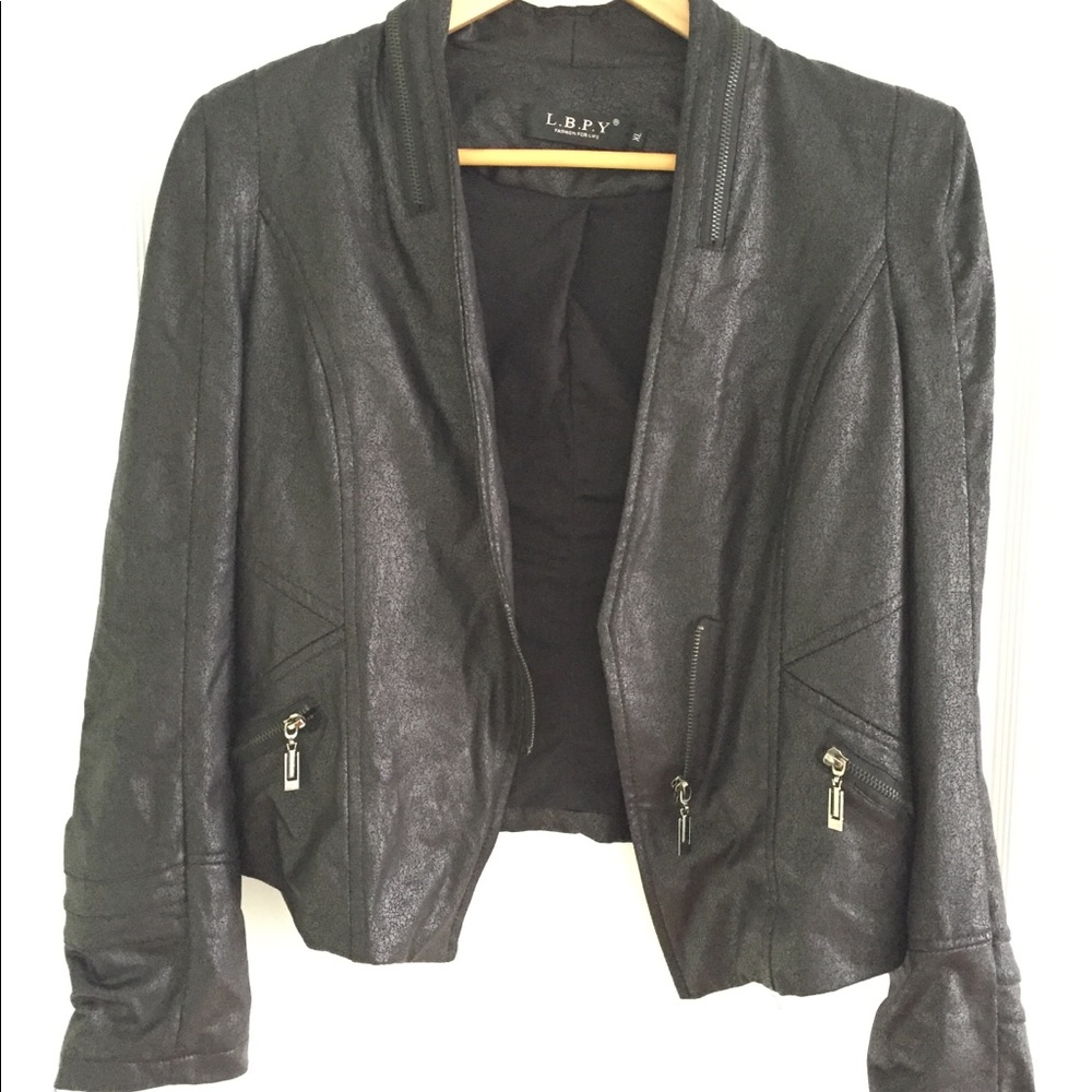One of a kind faux leather moto jacket